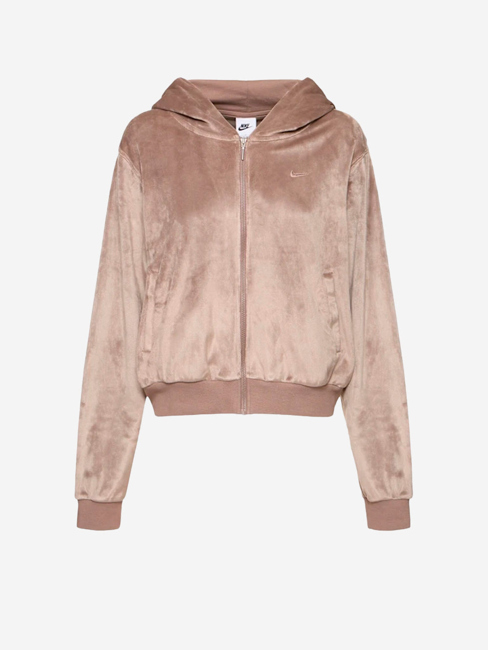 NIKE Sudadera de terciopelo marrón con capucha y cremallera HJ0954