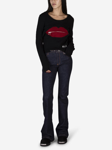 Sweater with lips and zip