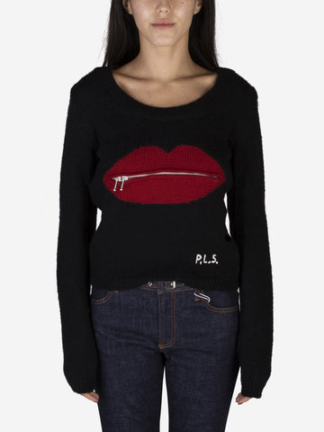 Sweater with lips and zip