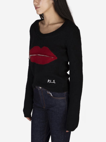 Sweater with lips and zip