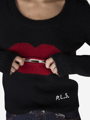 Sweater with lips and zip