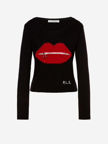 Sweater with lips and zip