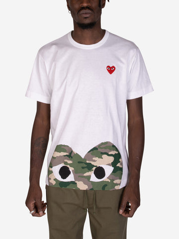 Clothing Comme Des Garcons Play T Shirt Køb White CDG Play T