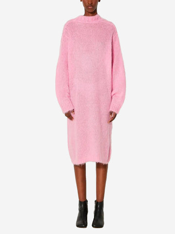 pink mohair dress Pink Mohair Dress Fuzzy Long Slouchy Turtleneck Mohair Dress Supertanya Premium Knitwear Ready to Ship Size L-XL