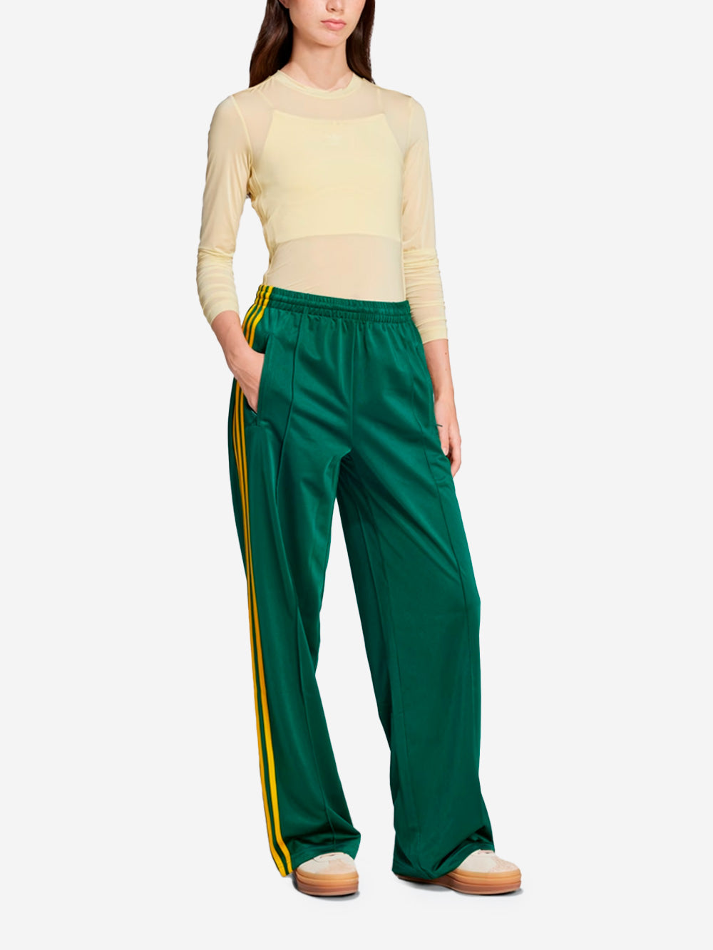 ADIDAS ORIGINALS Pantaloni sportivi oversize 'Firebird' verdi con stripes gialle Verde Urbanstaroma
