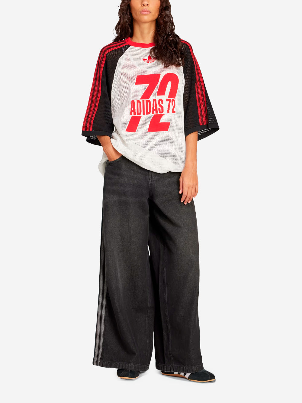 ADIDAS ORIGINALS Pantaloni in denim ampi con 3 strisce Nero Urbanstaroma