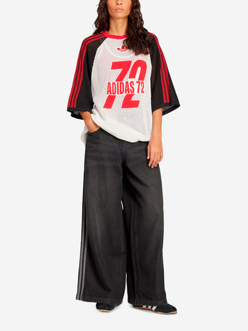 ADIDAS ORIGINALS Pantaloni in denim ampi con 3 strisce Nero