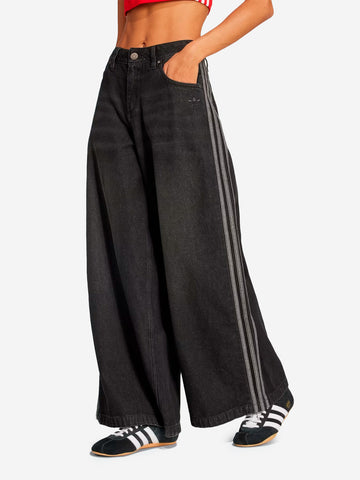 ADIDAS ORIGINALS Pantaloni in denim ampi con 3 strisce Nero