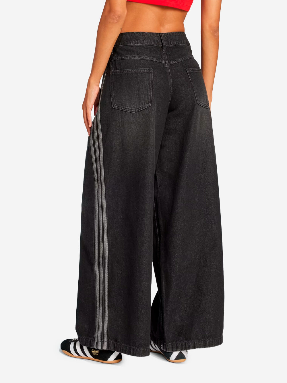ADIDAS ORIGINALS Pantaloni in denim ampi con 3 strisce Nero Urbanstaroma