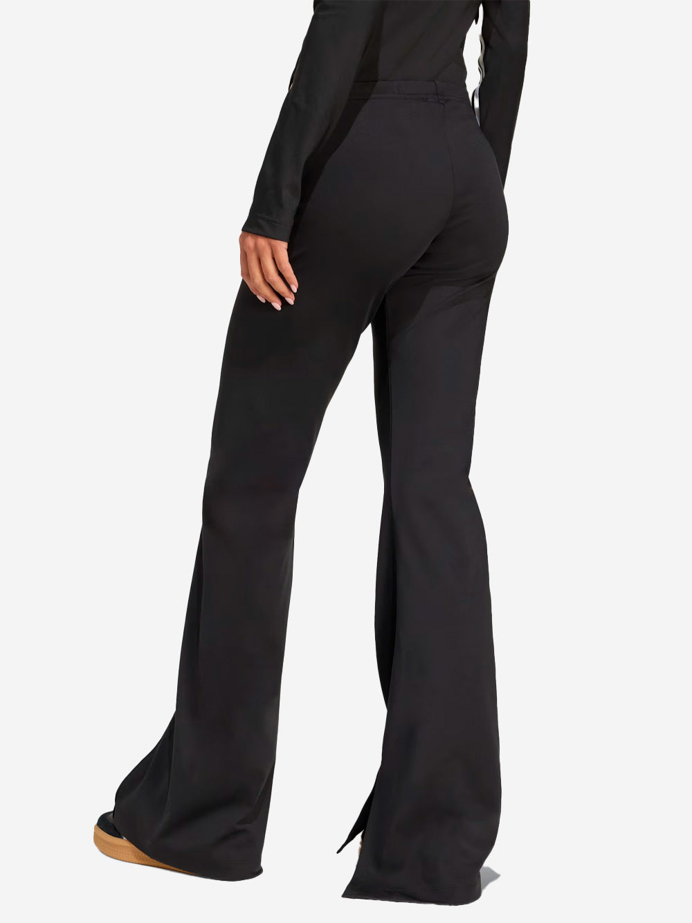 ADIDAS ORIGINALS Pantaloni svasati elasticizzati con 3 strisce sfalsate Nero Urbanstaroma