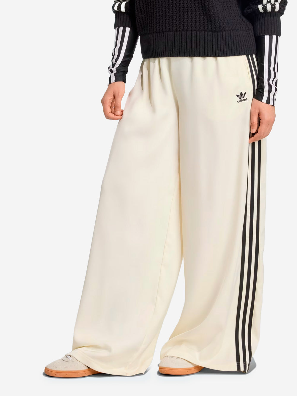 ADIDAS ORIGINALS Pantaloni sportivi satinati crema a gamba larga Off white Urbanstaroma