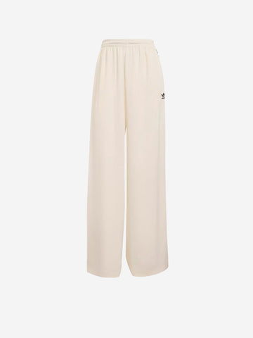 ADIDAS ORIGINALS Pantaloni sportivi satinati crema a gamba larga Off white