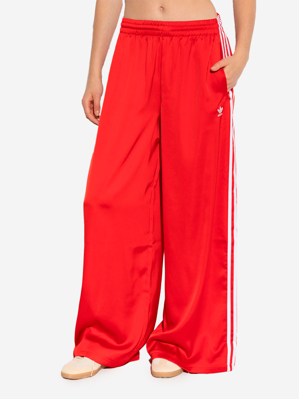 ADIDAS ORIGINALS Pantaloni jogger a gamba larga satinati rossi Rosso Urbanstaroma