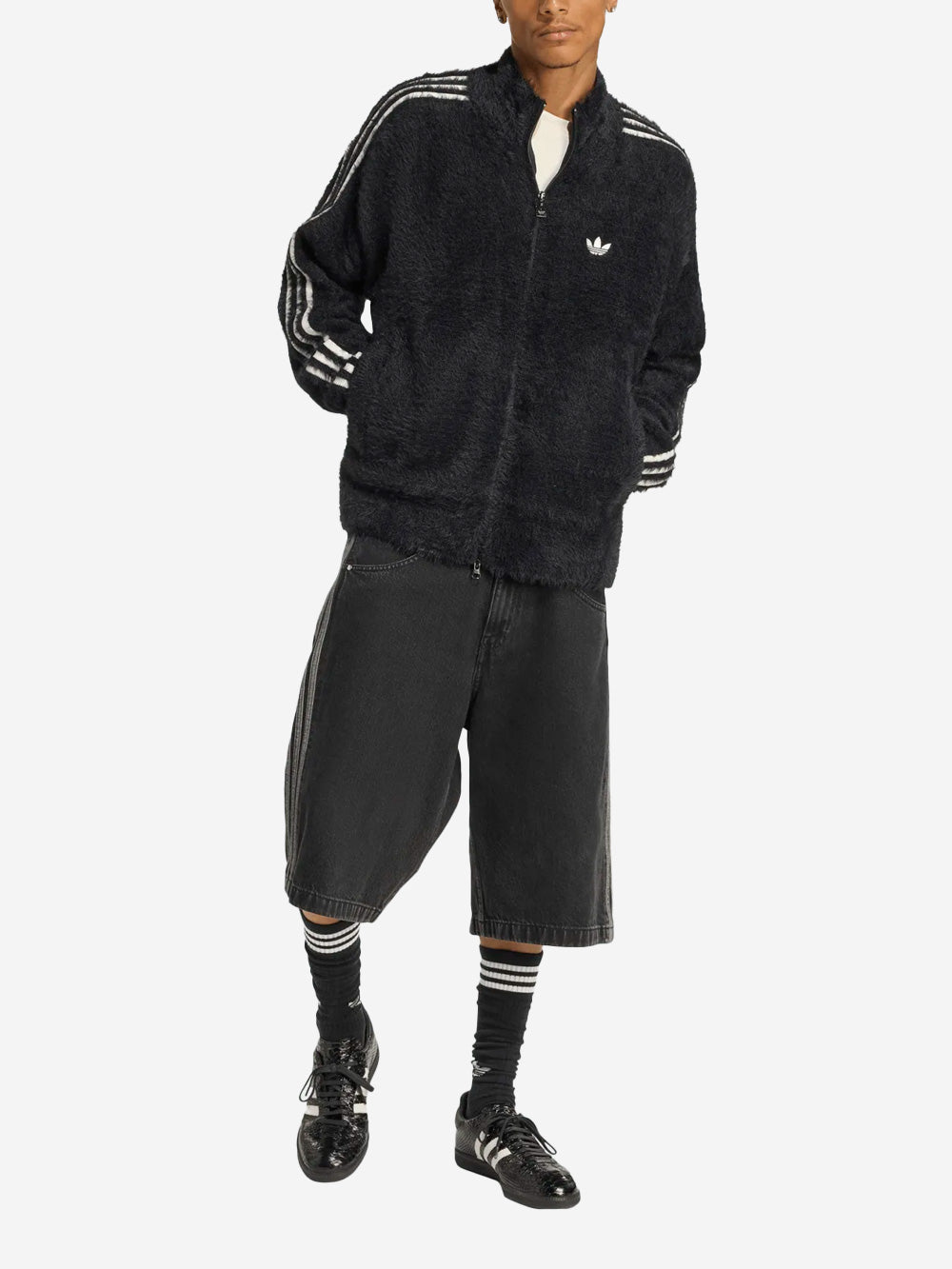 ADIDAS ORIGINALS Track top effetto mohair con logo Trifoglio Nero Urbanstaroma