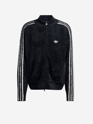 ADIDAS ORIGINALS Track top effetto mohair con logo Trifoglio Nero