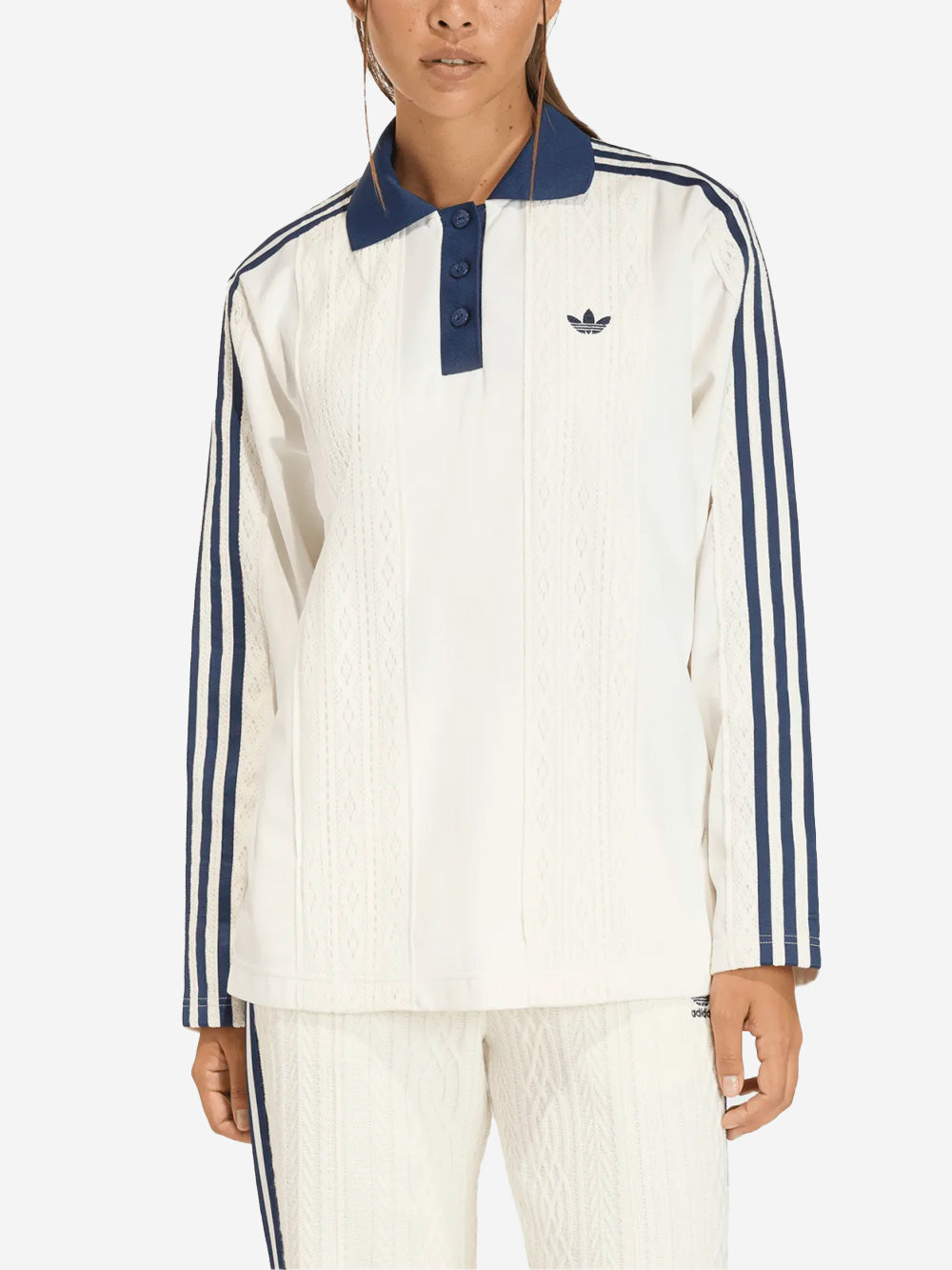 ADIDAS ORIGINALS Maglia da calcio a maniche lunghe winterised in misto crochet Off white Urbanstaroma