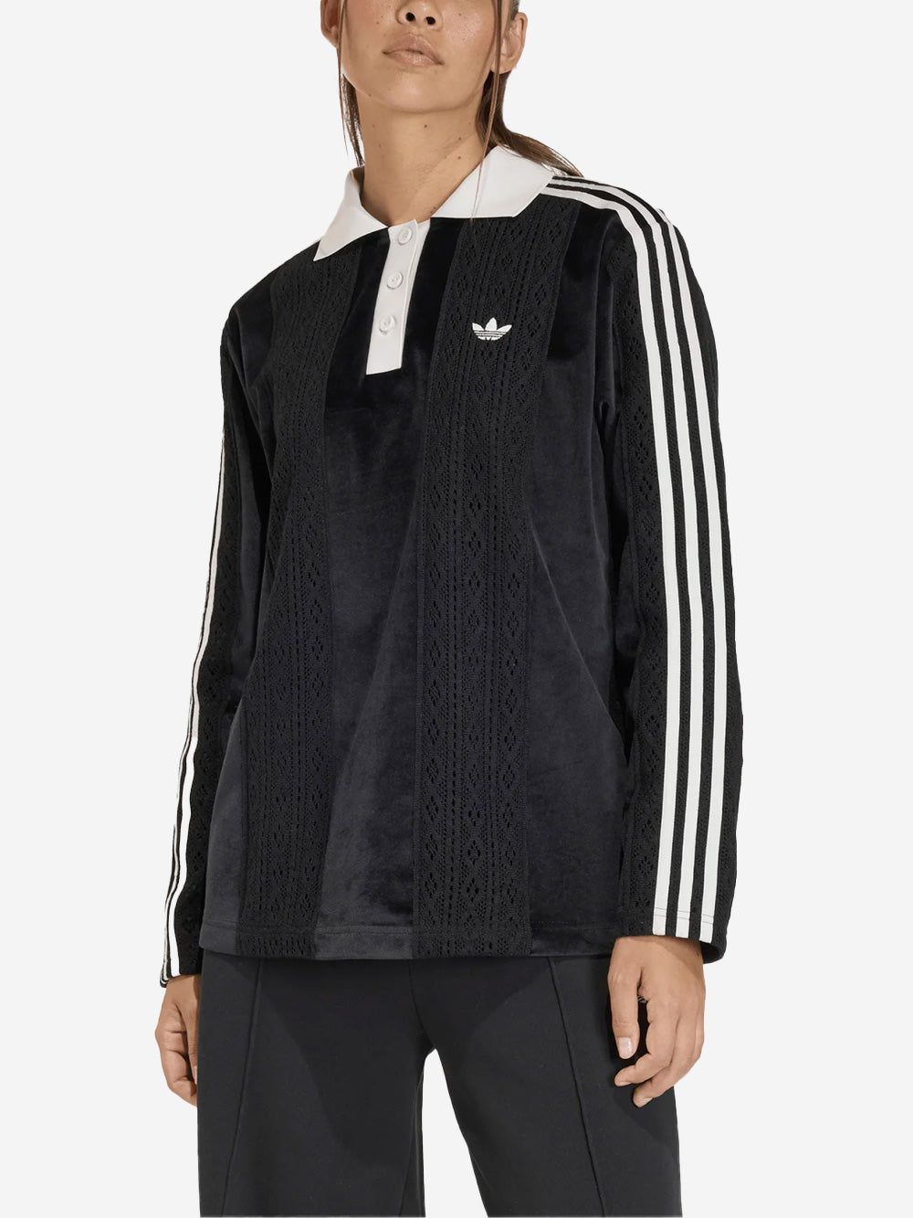 ADIDAS ORIGINALS Maglia da calcio a maniche lunghe nera winterised in misto crochet Nero Urbanstaroma