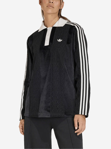 ADIDAS ORIGINALS Maglia da calcio a maniche lunghe nera winterised in misto crochet Nero