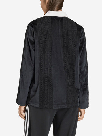 ADIDAS ORIGINALS Maglia da calcio a maniche lunghe nera winterised in misto crochet Nero