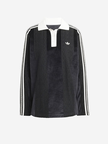 ADIDAS ORIGINALS Maglia da calcio a maniche lunghe nera winterised in misto crochet Nero