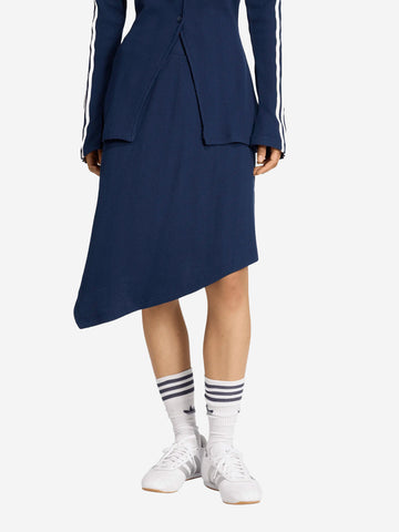 ADIDAS ORIGINALS Gonna Asimmetrica in Waffle Knit Blu