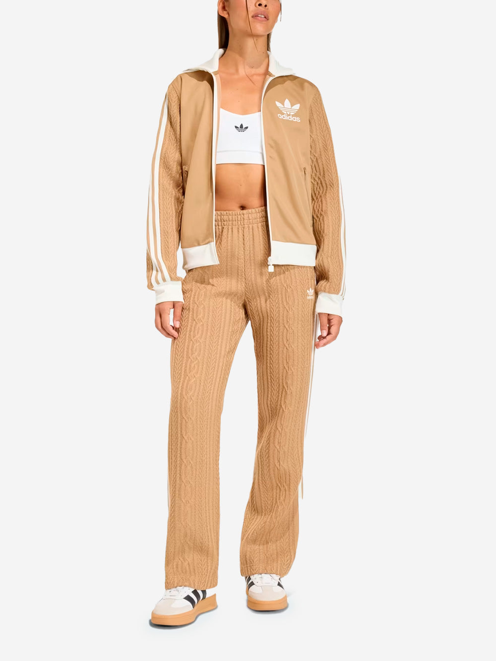 ADIDAS ORIGINALS Giacca sportiva con maniche in maglia a treccia Beige Urbanstaroma