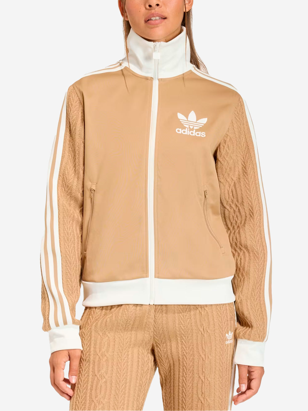 ADIDAS ORIGINALS Giacca sportiva con maniche in maglia a treccia Beige Urbanstaroma