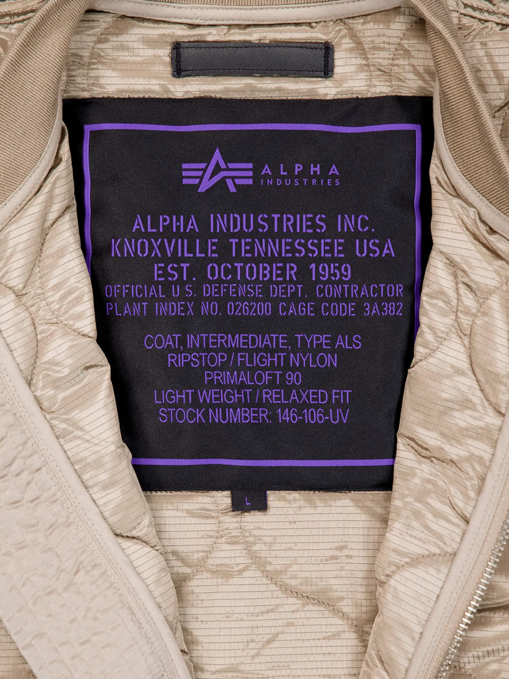 ALPHA INDUSTRIES ALS Bomber Coat UV Winter Jacket beige Sabbia Urbanstaroma