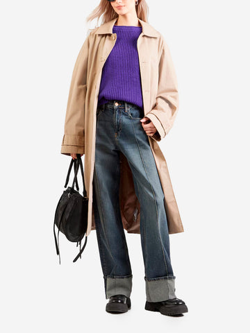 AMERICAN VINTAGE Maglione a coste viola in misto lana Viola