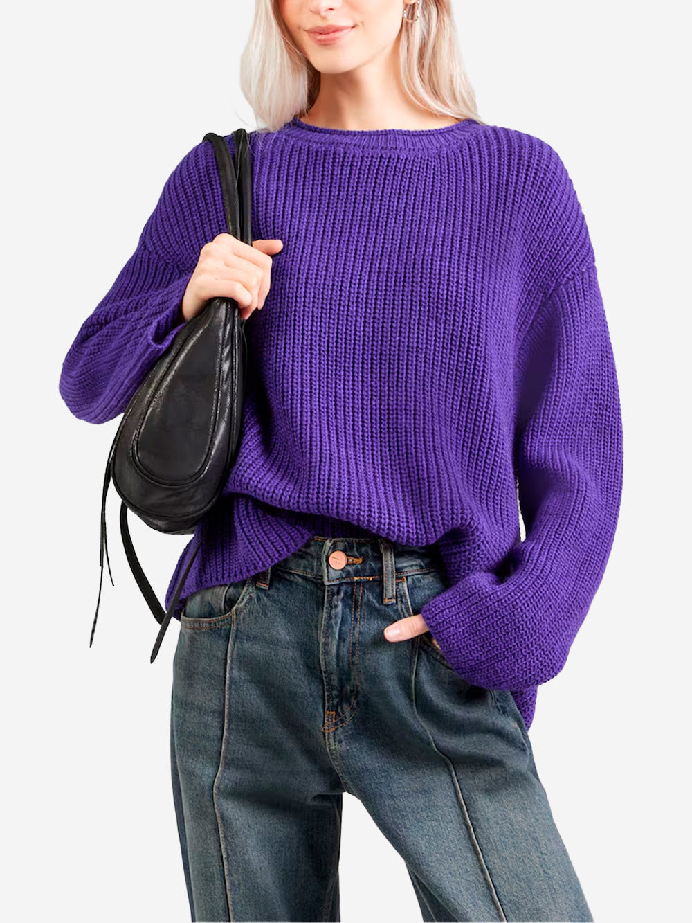 AMERICAN VINTAGE Maglione a coste viola in misto lana Viola Urbanstaroma