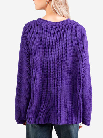 AMERICAN VINTAGE Maglione a coste viola in misto lana Viola