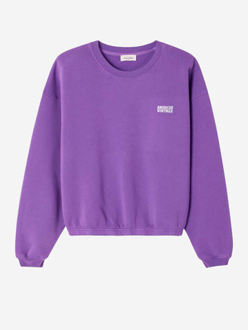 AMERICAN VINTAGE Felpa girocollo viola 'Izubird' in cotone stretch con logo Viola