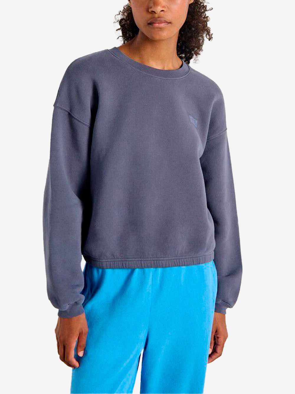 AMERICAN VINTAGE Felpa girocollo blu 'Izubird' in cotone stretch con logo blu Urbanstaroma