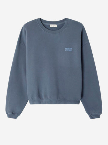 AMERICAN VINTAGE Felpa girocollo blu 'Izubird' in cotone stretch con logo blu