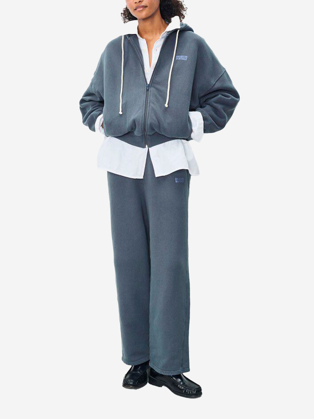 AMERICAN VINTAGE Pantaloni Joggers blu avio in cotone stretch blu Urbanstaroma