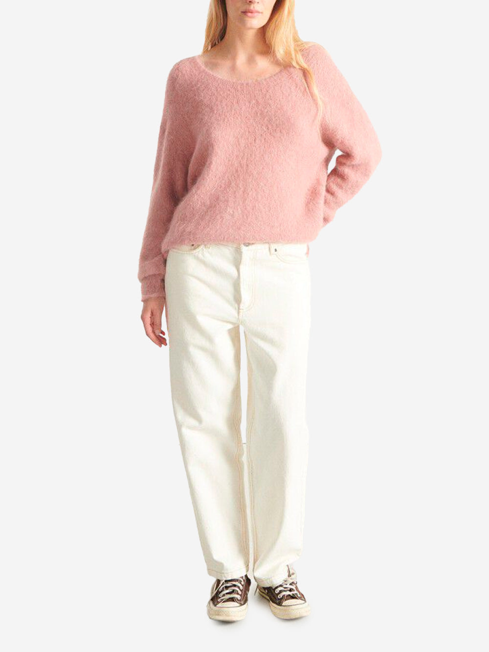 AMERICAN VINTAGE Maglione rosa con scllo a U in misto alpaca Rosa Urbanstaroma