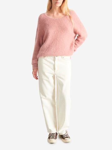 AMERICAN VINTAGE Maglione rosa con scllo a U in misto alpaca Rosa