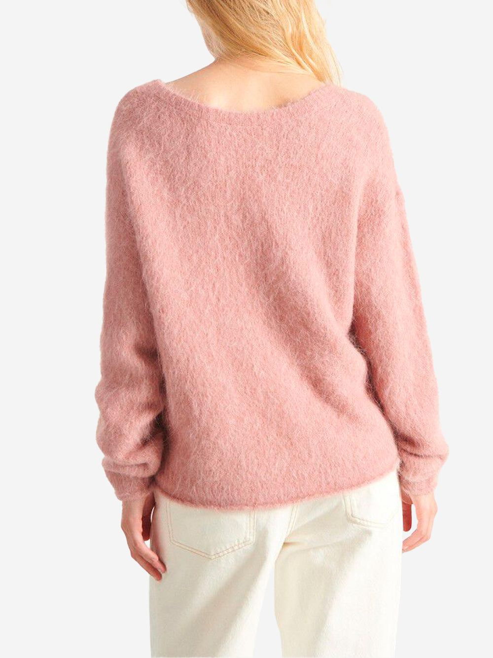 AMERICAN VINTAGE Maglione rosa con scllo a U in misto alpaca Rosa Urbanstaroma