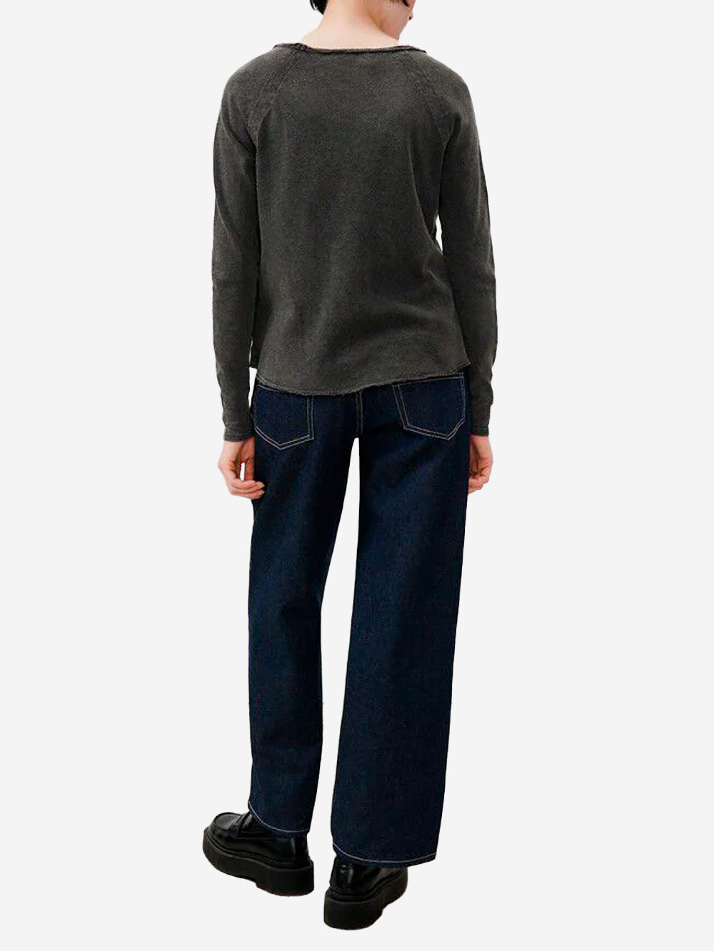 AMERICAN VINTAGE T-shirt nera vintage a maniche lunghe basica con scollo a barchetta Nero Urbanstaroma