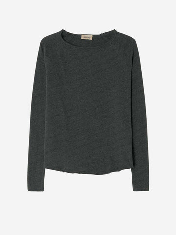 AMERICAN VINTAGE T-shirt nera vintage a maniche lunghe basica con scollo a barchetta Nero