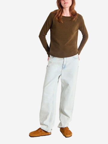 AMERICAN VINTAGE T-shirt verde a maniche lunghe basica con scollo a barchetta Verde