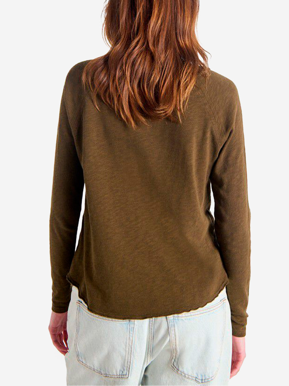 AMERICAN VINTAGE T-shirt verde a maniche lunghe basica con scollo a barchetta Verde Urbanstaroma