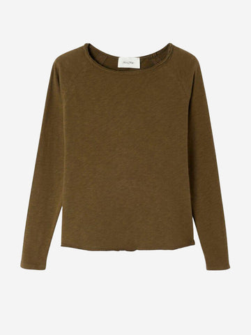 AMERICAN VINTAGE T-shirt verde a maniche lunghe basica con scollo a barchetta Verde