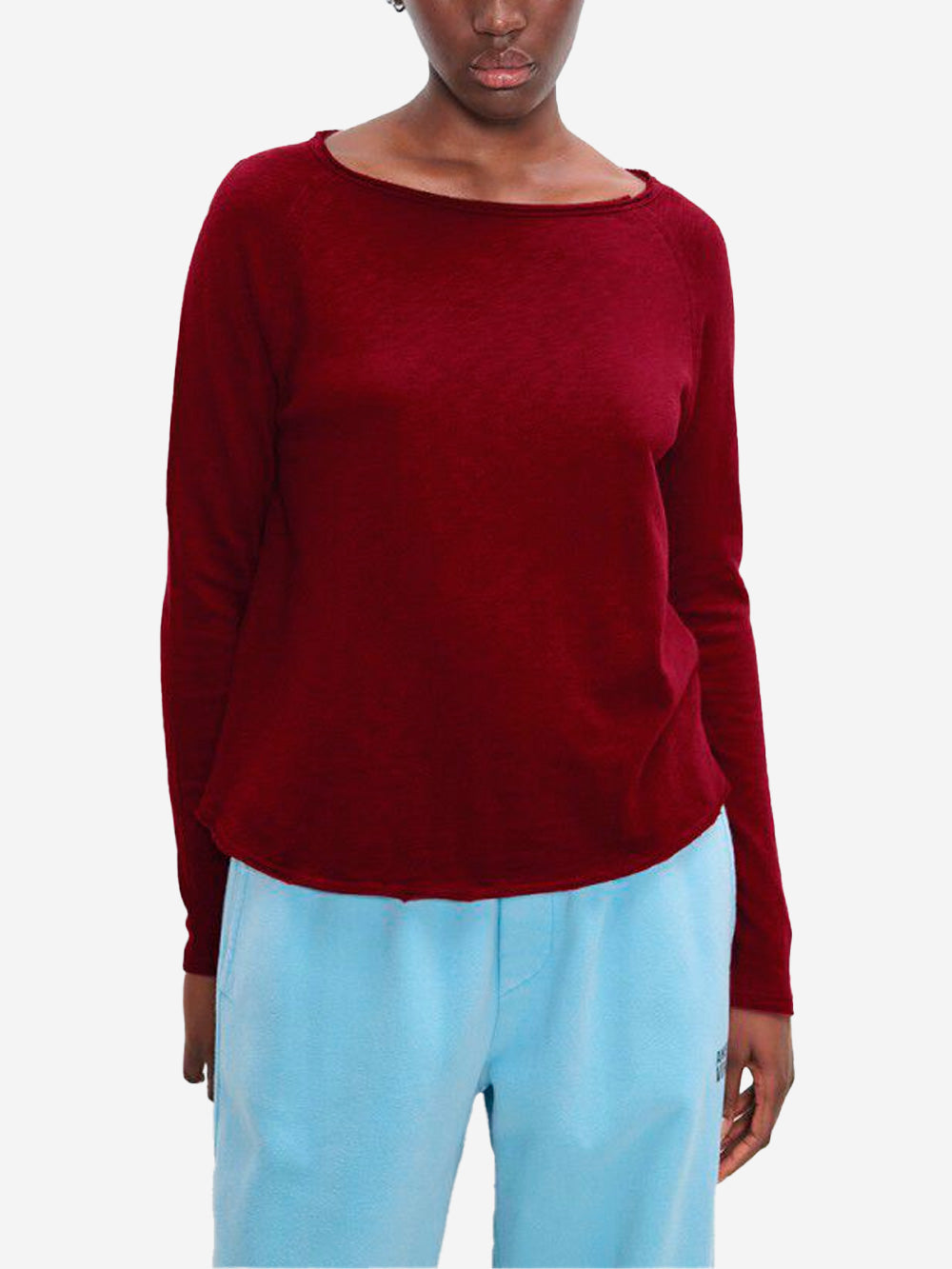 AMERICAN VINTAGE T-shirt rossa a maniche lunghe basica con scollo a barchetta Rosso Urbanstaroma