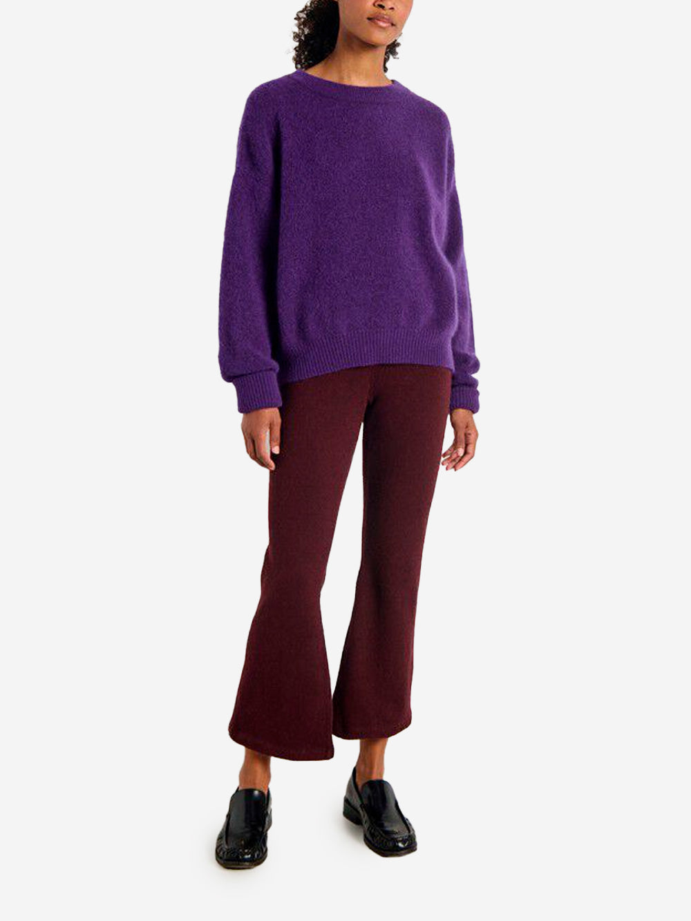 AMERICAN VINTAGE Maglione viola misto lana con scollo a barchetta Viola Urbanstaroma