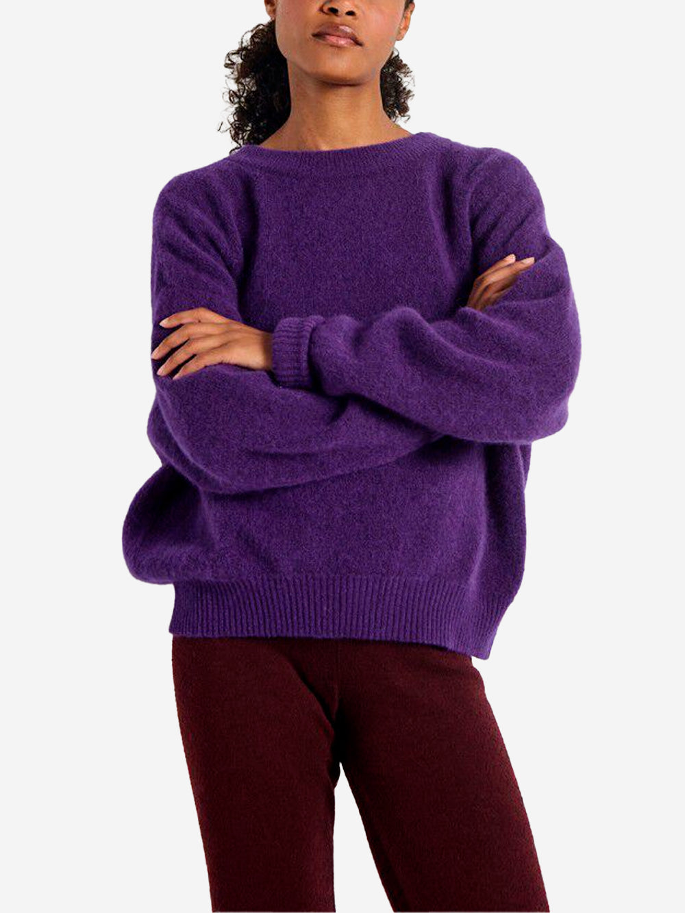 AMERICAN VINTAGE Maglione viola misto lana con scollo a barchetta Viola Urbanstaroma