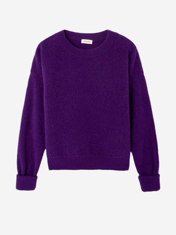 AMERICAN VINTAGE Maglione viola misto lana con scollo a barchetta Viola