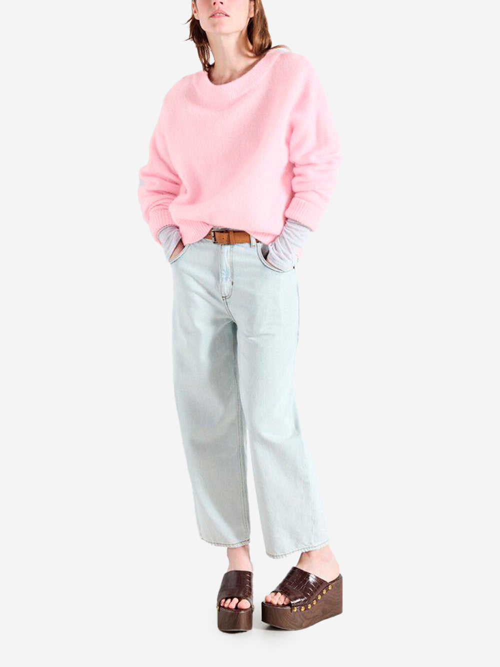 AMERICAN VINTAGE Maglione rosa misto lana con scollo a barchetta Rosa Urbanstaroma