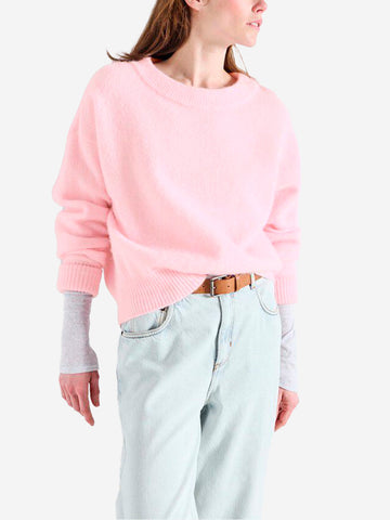 AMERICAN VINTAGE Maglione rosa misto lana con scollo a barchetta Rosa