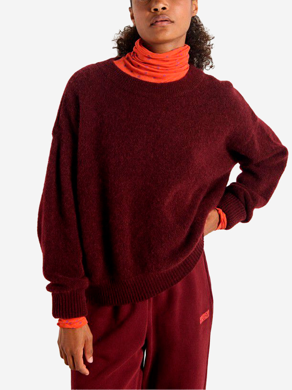 AMERICAN VINTAGE Maglione bordeaux misto lana con scollo a barchetta Bordeaux Urbanstaroma